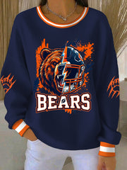 Women's Good Better Best Print Football Fans Gameday Casual Ribbed Round-Neck Sweatshirt