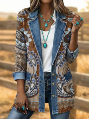 Women's Western Pattern Printed Blazer