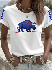 Women's Buffalo Print Football Fans Gameday Casual Tee
