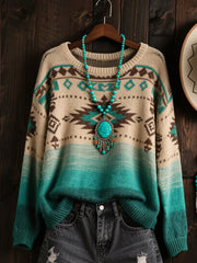 Women's Vintage Western Ethnic Aztec Art Sweater