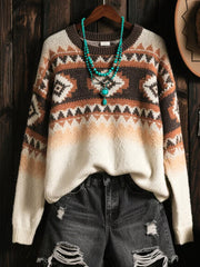 Women's Vintage Western Ethnic Aztec Art Sweater