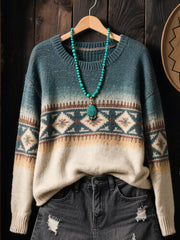 Women's Vintage Western Ethnic Aztec Art Sweater