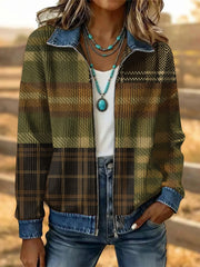 Women's Vintage Western Flower Art Patchwork Denim Jacket