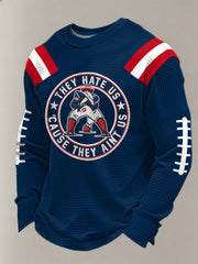 Men's They Hate Us Cause They Ain't Us Gift For Football Fans Gameday Casual Waffle Long Sleeve T-Shirt