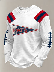 Men's Go Pats Go! Football Fans Gameday Casual Waffle Long Sleeve T-Shirt