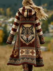 Women's Wolf Dreamcatcher Western Aztec Cozy Cardigan