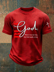 Men's But God Waffle Print Casual T-Shirt