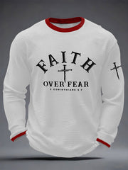 Men's Faith Over Fear Cross Waffle Long Sleeve T-Shirt