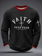 Men's Faith Over Fear Cross Waffle Long Sleeve T-Shirt