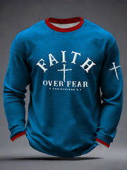 Men's Faith Over Fear Cross Waffle Long Sleeve T-Shirt