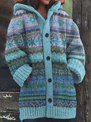 Women's Western Vintage Print Composite Fleece Long Coat