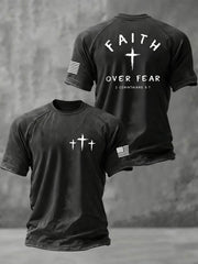 Men's Faith Over Fear Christian Cross Short Sleeve t-shirt