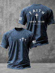 Men's Faith Over Fear Christian Cross Short Sleeve t-shirt