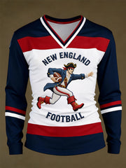 Women's Football Fans Gameday Casual Long-Sleeve V-Neck T-Shirt