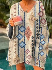 Women's Western Ethnic Aztec Long Sleeve Sweater