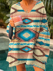 Women's Western Ethnic Aztec Long Sleeve Sweater