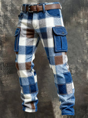 Men's Vintage Plaid Pattern Cargo Pants