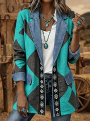 Women's Western Pattern Printed Vintage Blazer