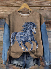 Women's Vintage Horse Art Sweatshirt