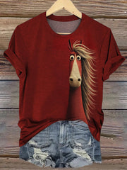 Women's Funny Horse Short Sleeve T-shirt