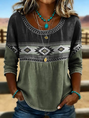 Women's Retro Western Aztec Print Casual Top