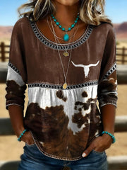 Women's Retro Western Aztec Print Casual Top