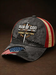 Unisex Man Of God USA Flag Print Hat