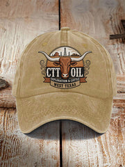 Unisex Retro CTT Oil Exploration & Cattle Print Hat
