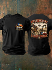 Men's Retro CTT Oil Exploration & Cattle Print Casual Tee