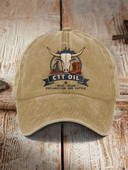 Unisex Retro CTT Oil Exploration & Cattle Print Hat
