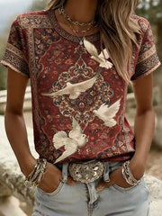 Women's Persian Art Peace Dove Print T-Shirts