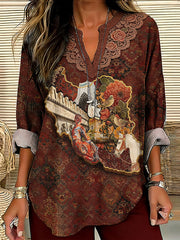 Women's Persian Art V-Neck Tops