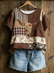 Women's Western Style Bull Head Tops