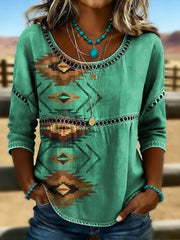 Women's Retro Western Aztec Print Casual Top