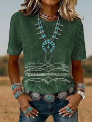 Women's Vintage Art Print Classic Short-sleeved T-shirt