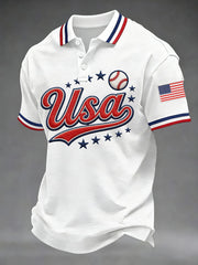 Men's USA Baseball Print Casual Polo