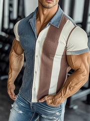 Men's Casual Retro Stripe Graphic Print Short Sleeve Shirt