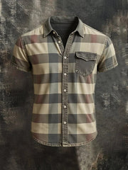 Men's Casual Retro Stripe Graphic Print Short Sleeve Shirt
