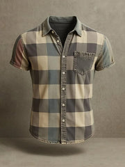 Men's Casual Retro Stripe Graphic Print Short Sleeve Shirt