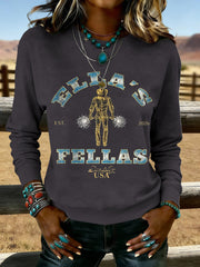 Women's Vintage Ella's Fellas Print Country Music Inspired Sweatshirt