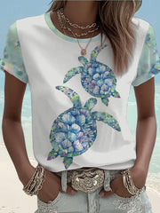 Women's Sea Turtles Print short-sleeved T-shirt