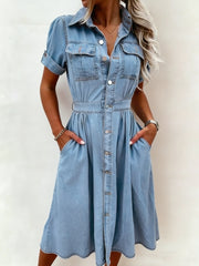 Women's Casual Elegant Short-Sleeve Denim Dress