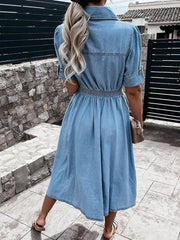Women's Casual Elegant Short-Sleeve Denim Dress