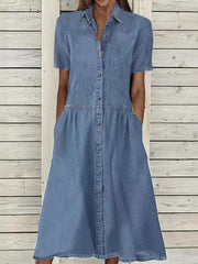 Women's Casual Elegant Short-Sleeve Denim Dress