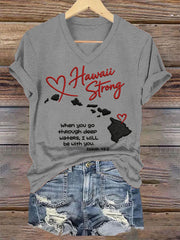 Women's Hawaii Strong When You Go Through Deep Waters, I Will Be With You. Isaiah 43:2 V-Neck Tee