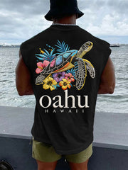 Men's Oahu Hawaii Sea Turtle Print Oahu Strong Tank Top