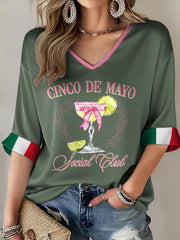 Women's Mexico Art Cinco De Mayo Printed Casual Tops