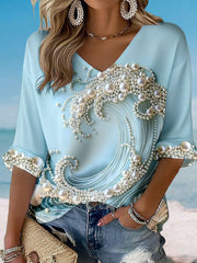 Women's Holiday Surf V-Neck Tops