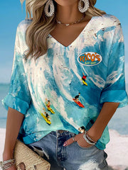 Women's Holiday Surf V-Neck Tops