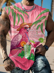 Men's I'm Retired, It‘s 5 O'clock Everywhere Parrot Print Casual Tank Top